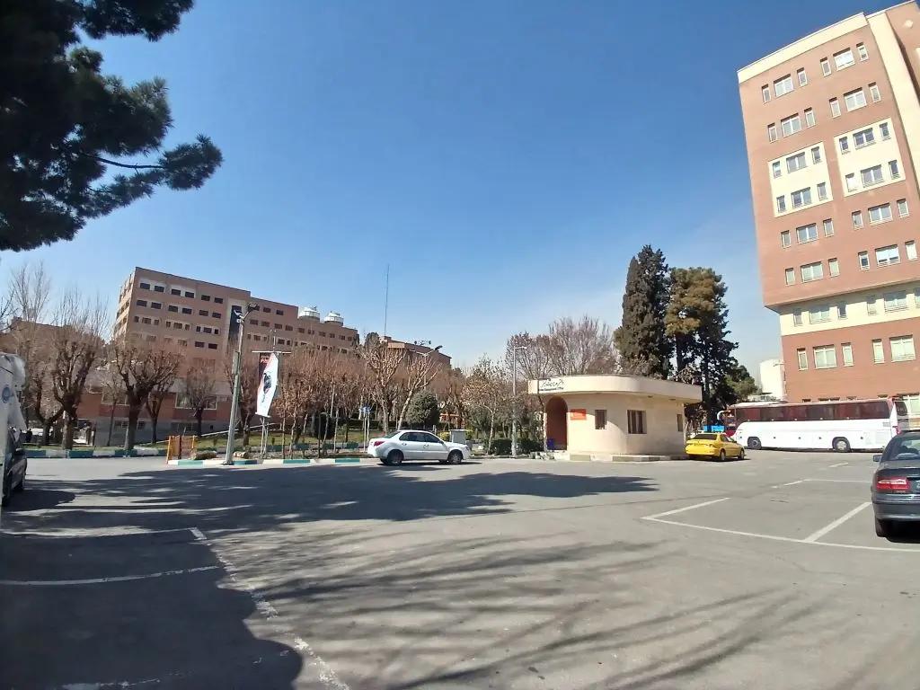 Distant view of a Sharif University building within the Tehran campus.